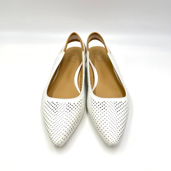 Naturalizer Womens Size 8 White Leather Slingback‎ Perforated Flats Shoes - Picture 2 of 12